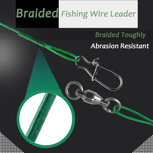 AMYSPORTS Wire Stainless Fishing Leader Steel High Strength Fishing Leaders Freshwater Lures Saltwater Fishing Leader Wire Black Nickel - size: #3 (15.8in-50lb) 20pcs
