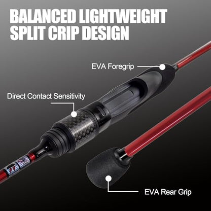 Eupheng Aerospin Ultralight Spinning Rod and Reel Combo | Fast action 6ft travel setup; Fits 2/3/4/5/6lb; High modulus graphite; 9+1 BB 20lb drag reel with ceramic guides - style: 6'0'' Rod&reel