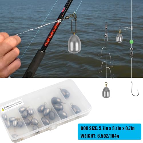 Fishing Weights Sinkers Kits,Drop Shot Weights,Iron Fishing Sinker,Bass Casting Sinkers for Saltwater Freshwater Catfish Weight 21pcs/50pcs - style: 21pcs (5 Size)