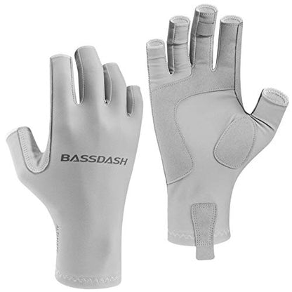 Bassdash ALTIMATE UPF 50+ Women’s Fishing Gloves UV Sun Protection Fingerless Gloves for Kayaking Paddling Hiking Cycling Driving Shooting Training - color: Pure Grey, size: Medium