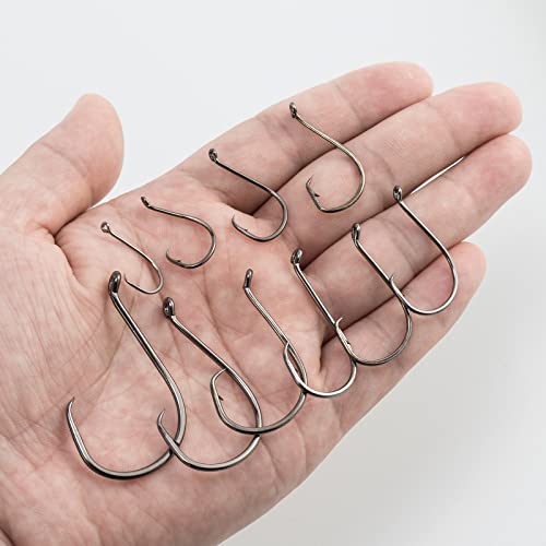 Dr.Fish 100 Pack Octopus Circle Hooks, Saltwater & Freshwater Fishing Hooks, #8-#10/0, Offset, Catfish, Tuna, Striper, Snapper, Bass Fishing - color: Black, size: #4/0-100 Pack
