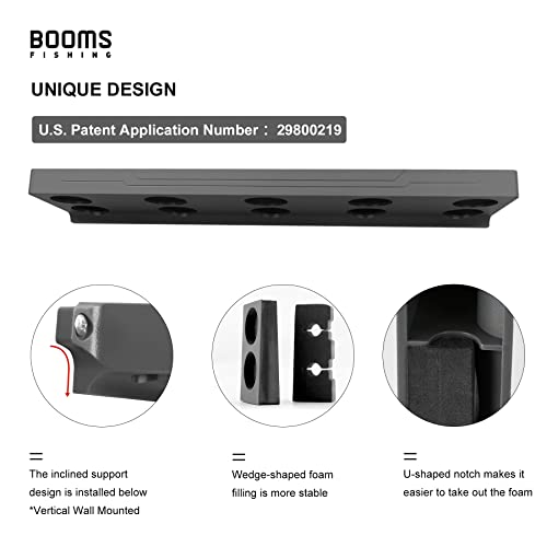 Booms Fishing Rod Holder for Garage: Wall Mount Fishing Pole Holders for Garage | Fishing Rod Rack Holds Up to 10 Rods, Vertical/Horizontal/Ceiling Fishing Pole Racks, WV4 Black - color: Black