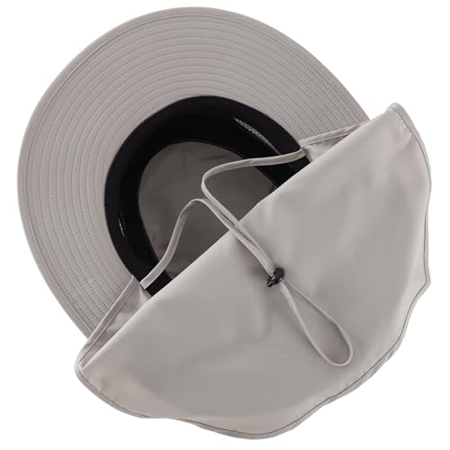 Connectyle UPF 50+ Wide Brim Sun Hat for Men Women UV Protection Fishing Hat with Neck Flap Outdoor Safari Bucket Hiking Hats - color: Light Grey