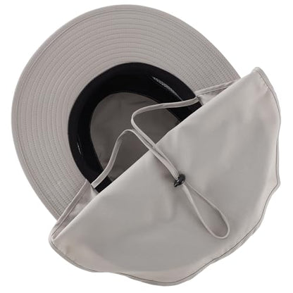 Connectyle UPF 50+ Wide Brim Sun Hat for Men Women UV Protection Fishing Hat with Neck Flap Outdoor Safari Bucket Hiking Hats - color: Light Grey