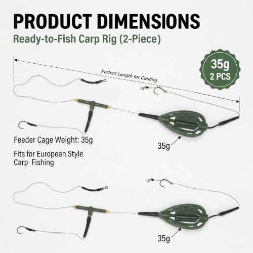 2 PCS Weighted Method Feeders for Carp Fishing, Bait Cage Design | Weighted carp feeder with a secure bait holder cage for stable sinking, targeted bait delivery and long-distance casting