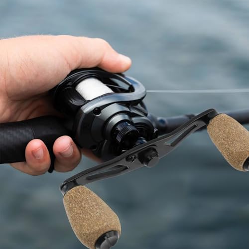 Fishing Reel Handle Fishing Replacement Parts with Wood Knob for Lakeside Seaside - color: Black+Dark Yellow