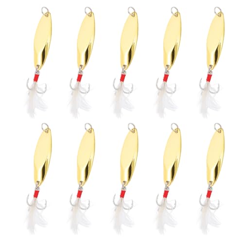 PATIKIL Fishing Spoons, Fishing Lures Casting Spoon Treble Hooks Jigs Hard Metal Spinner Baits - color: Gold Tone, size: 3/8 oz