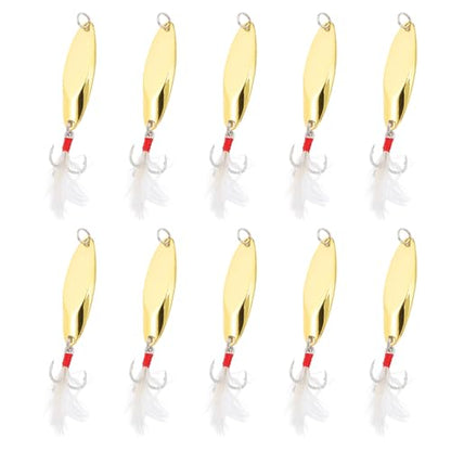 PATIKIL Fishing Spoons, Fishing Lures Casting Spoon Treble Hooks Jigs Hard Metal Spinner Baits - color: Gold Tone, size: 3/8 oz