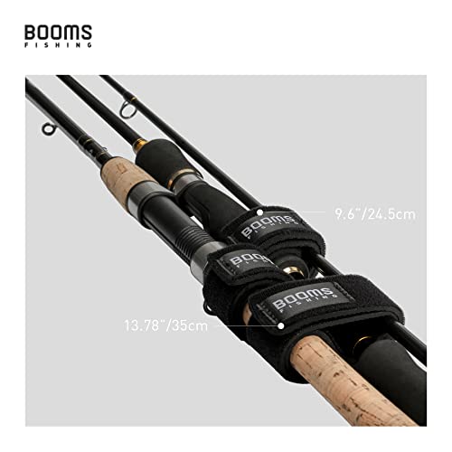 Booms Fishing RS3 Fishing Rod Wrap Pole Straps， Hook & Loop Fishing Rod Belts, Fishing Rod Ties for Casting Rods, Spinning Rods and Fly Rods - style: H: Black_13.8"_6pack