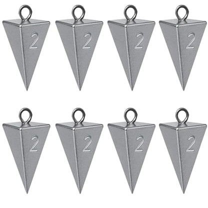 Pyramid Sinkers for Surf Fishing – Lead Fishing Weights, No-Roll Bottom Hold - style: 2oz - 8pcs