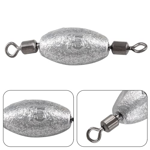 Hitefu Fish Weight Sinkers, Inline Weights Lead Fishing Weights Trolling Sinkers, Egg Sinkers for Bottom Fishing (3/8, 1/2, 3/4oz) - size: 1/2oz