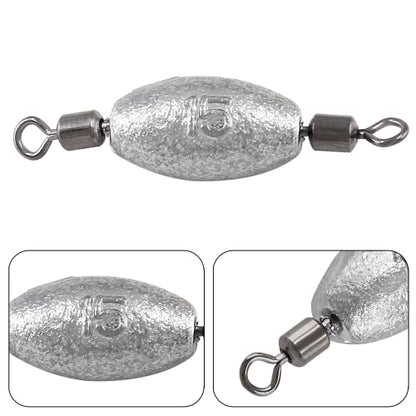 Hitefu Fish Weight Sinkers, Inline Weights Lead Fishing Weights Trolling Sinkers, Egg Sinkers for Bottom Fishing (3/8, 1/2, 3/4oz) - size: 1/2oz (Pack of 2)