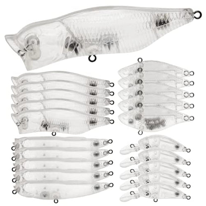 10pcs/20pcs Fishing Blanks Lures Kit Fishing Topwater Unpainted Swimbait Unpainted Crankbaits Hard Baits DIY Lure for Bass Salmon Trout Saltwater and Freshwater - color: C: Fishing Blank Hard Lures Kit 20pcs