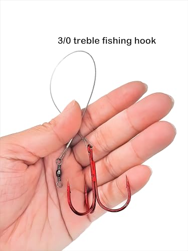 5-10pcs Fishing Treble Hook with Leader Nylon Coated Fishing Wire Leader with Swivel 3/0 2/0 1/0 1# 2# 4# 6# - color: Gray Leader, size: 2/0-5pcs