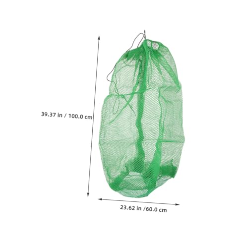 Luxshiny Portable Fishing Net Bag Drawstring Mesh Basket Nylon Collapsible Fish Keeper Net 100x60cm for Outdoor Fishing and Crabbing