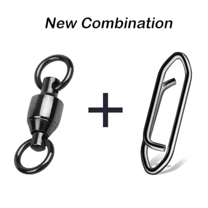 Snap Fishing Swivels Ball Bearing Swivel High Strength Fishing Swivels Saltwater Stainless Barrel Swivel for Freshwater - size: Size 1+S (44lb) 50 PCS