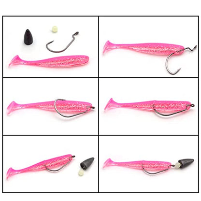 50pcs Soft Fishing Lures, Plastic Fishing Baits & Tackle Box, Paddle Tail Swimbaits Soft Plastic Lures Kit for Bass Trout Walleye Crappie