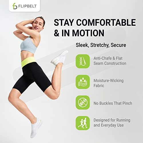 FlipBelt Classic Running Belt, Phone Holder for Running, Money Belt Pouch - color: Neon Yellow, size: Small