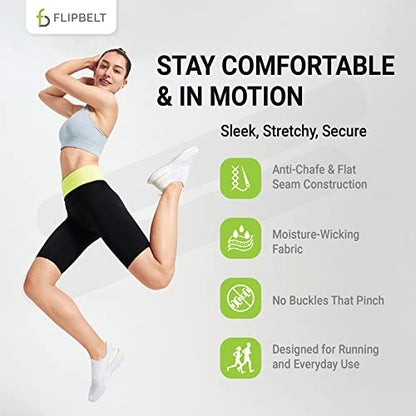 FlipBelt Classic Running Belt, Phone Holder for Running, Money Belt Pouch - color: Neon Yellow, size: Small