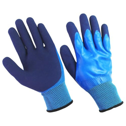 GALPADA Waterproof Anti-Skid Fishing Gloves, Double-Layer Latex Coated, Wear-Resistant Breathable Gloves for Outdoor Fishing and Gardening, 1 Pair