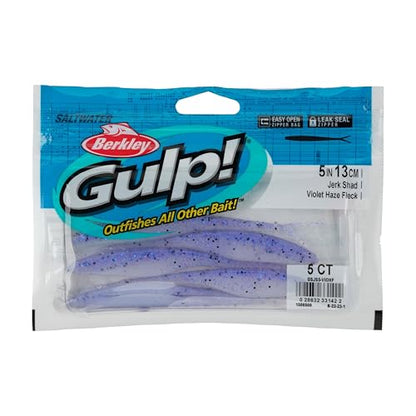 Berkley Gulp! Saltwater Jerk Shad Fishing Soft Bait - color: Violet Haze Fleck, size: 5"