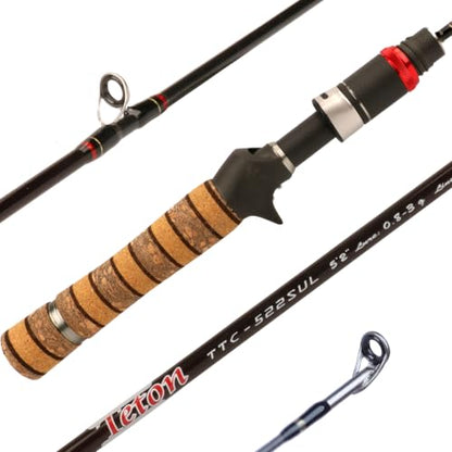 Teton 5'2"-6'6" BFS Fishing Rod Casting & Spinning, Ultra Light Rods, 40T Carbon Fiber Blank, Fuji Guides & Reel Seat, MF Fast Action, 2 Piece Travel Trout Lure Pole - size: Cast 5'2"-SUL-M Fast-TTC522SUL
