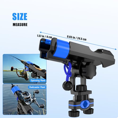 VEXPLO Fishing Rod Holder for Boat, Pole Mount Fishing Pole Holders for Boats Fit Various Fence Tube, Secure Fishing Gear Accessories with Protective Bungee Cords and Sliding Loop for Anglers Gift