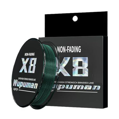 Braided Fishing Line 8 Strands (Non-Fading) Super 100% PE(LBS:6/8/10/15/20/30/40/50/60/70/80/90/100/130/150/200)(150M 300M 500M 1000M) Ocean, Lake,Parks, River Fishing - color: Moss Green, size: 10LB 1000M 1093Yards