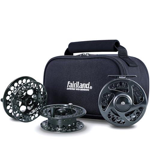 TURMAX MK2 Fly Fishing Reel Combo, CNC Aluminum Large Arbor Fly Reel with 2 Extra Spools and Storage Case, Sealed Carbon Drag, Left/Right Retrieve, 5/6 and 7/8 Line Weight Options - color: Reel Combo (1 Reel+2 Spare Spools+1 Bag, Unloaded), size: 7/8wt (1