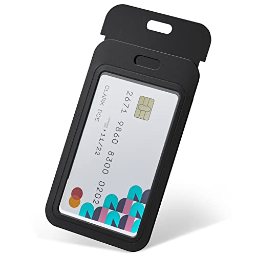 Uniclife 3 Pack Sliding Vertical Badge Holders for Office School IDs | Hard black sliding vertical case with clear window protects ID, credit, proximity key cards and drivers licenses. - color: Black, size: 3 Pack