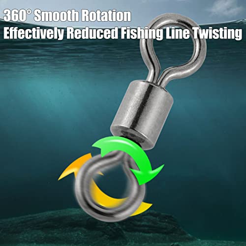 Dr.Fish 50 Pack Fishing Micro Swivels Fly Fishing Rolling Barrel Black Nickel Swivels High Strength Solid Rings Hook line Connector - size: 7mm(20LB)-100pk