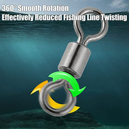 Dr.Fish 50 Pack Fishing Micro Swivels Fly Fishing Rolling Barrel Black Nickel Swivels High Strength Solid Rings Hook line Connector - size: 10mm(31LB)-100pk