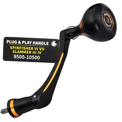 Titan Series Foldable Power Handle Compatible for Penn Spinfisher VI VII, Slammer III IV Spinning Reel (Not for Spinfisher Long Cast/V/SS) - size: For Slammer/Spinfisher 9500-10500 Thread