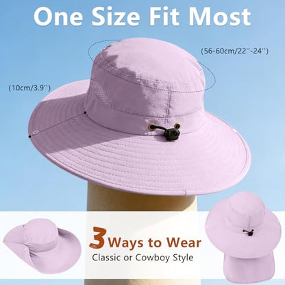 ZOORON Sun Hats for Men Women Fishing Hat with Neck Flap,UPF 50+ Sun Hat Waterproof Wide Brim Bucket Hats for Safari Hiking - color: 1-purple(neck Flap)