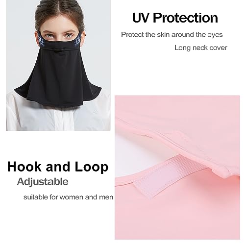 WRELS UPF 50+ Unisex Breathable Cooling Face Cover Sun UV Protection Earloop Neck Gaiter Scarf for Summer Outdoor Activities - color: Pink