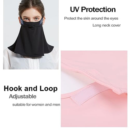 WRELS UPF 50+ Unisex Breathable Cooling Face Cover Sun UV Protection Earloop Neck Gaiter Scarf for Summer Outdoor Activities - color: Pink