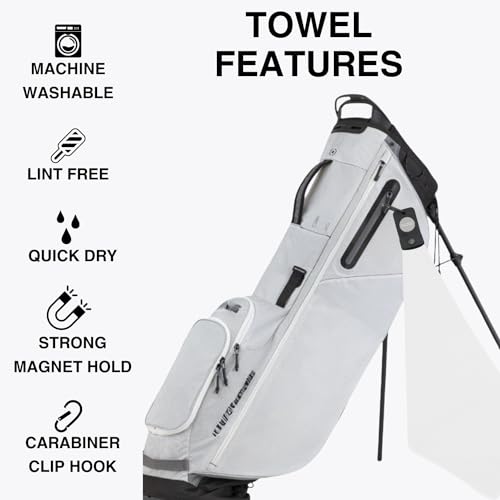 Magnetic Golf Towels for Golf Bags with Clip & Ultra Strong Magnet - Waffle Weave Microfiber Towel for Secure Hold on Bags & Carts - Ideal Club Cleaner & Accessories - White - color: White