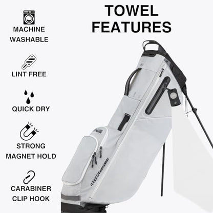 Magnetic Golf Towels for Golf Bags with Clip & Ultra Strong Magnet - Waffle Weave Microfiber Towel for Secure Hold on Bags & Carts - Ideal Club Cleaner & Accessories - White - color: White