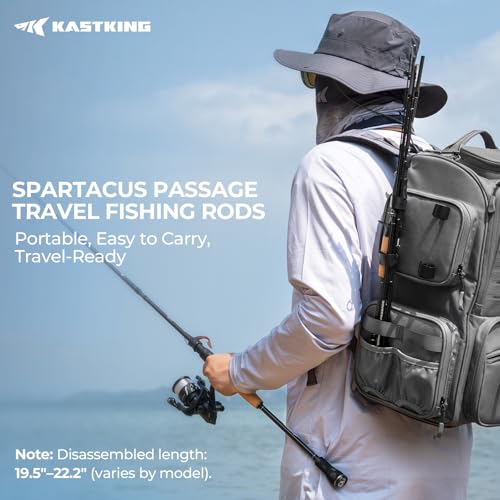 KastKing Spartacus Passage Travel Fishing Rods, Portable 4-Piece Spinning & Casting Rods, Extra Twin-Tip, IM7 Graphite Blanks, Stainless Steel Guides with Zirconium Oxide Rings, EVA Handle - size: 6'0"-M-Moderate Fast(4 Pcs+ Extra Tip), style: Casting