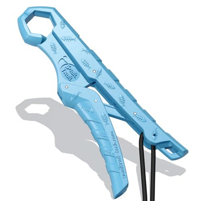 SNAIL TRAIL 7.5'' Floating Fish Gripper, Fishing Grabber | Catfish Mouth Pliers, Caught Bass Holder, Fish Scale Hook Clamp, Saltwater Lip Grip Tool with Lanyard, Gifts for Men - color: Blue