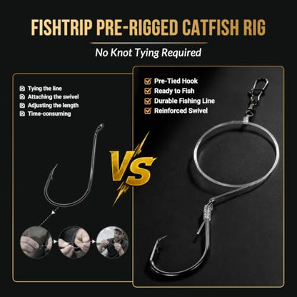 FishTrip Pre-Tied Inline Non-Offset Circle Hook Surf Rigs, 5Pack, 28in Nylon Leader, High Hook-Up&Corner-Mouth Sets, Saltwater Swivels&Snaps for Striped Bass, Catfish, Red Drum, Offshore(4/0,6/0,8/0) - size: 8/0#_5pcs