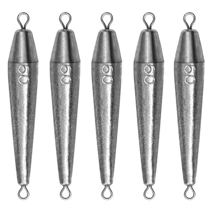 THKFISH Fishing Weights，Inline Trolling Sinkers Fishing Weights Sinkers Double Ringed One Piece Wire Lead Fishing Weights,Torpedo Sinkers Saltwater Freshwater 1oz-3.5oz, silver - size: 2oz 8pcs