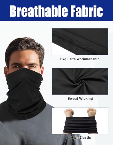 JHYWELL Cooling Neck Gaiter Face Mask, UV Protection Masks Gator, Windproof Bandana for Skiing, Fishing, Hiking, Cycling - color: Black Pack