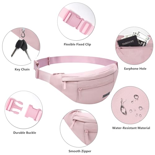 MAXTOP Large Fanny Pack Sling Bag with 4-Zipper Pockets Travel Essentials for Women Men Crossbody Bag,for Traveling Cycling Hiking Climbing Camping,Pink - color: Pink