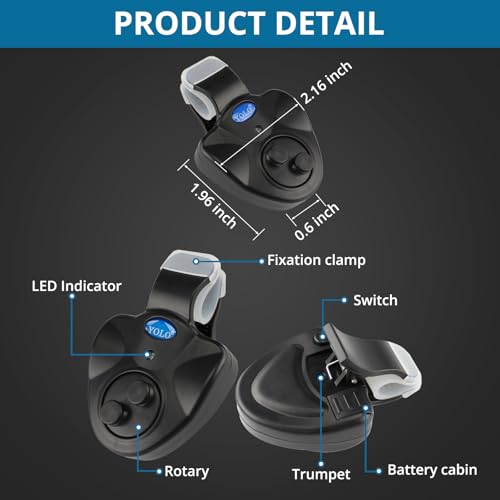 Electronic Fishing Bite Alarm with 10 Bonus Batteries | LED & Sound Alert, Sensitive Siren for Day & Night Carp Fishing, Waterproof Sensor for Bank Fishing Rods