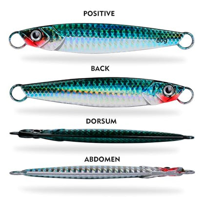 Treble Hook Fast Sinking Jigging Baits Jigs Lure 13g/30g/60g Hard Metal Jigging Spoon Lures Saltwater Fishing Lure - color: ColorD 60G