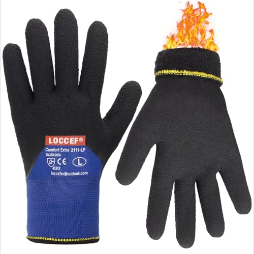 LOCCEF 2 Pairs Winter Work Gloves, Thermal Freezer Gloves - color: Blue, size: 10/XL