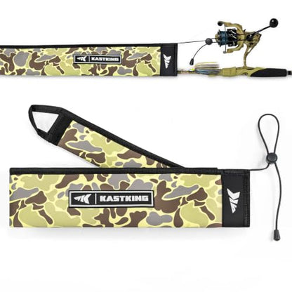 KastKing MeshGuard Camo Neoprene Fishing Rod Socks, Fishing Rod Sleeve, Floating Rod Sleeves, Adjustable Lanyard & Built-in Hanging Loop, Fits Casting, Spinning, and Fly Rods - color: Khaki Camo 1 Pcs, style: Spinning