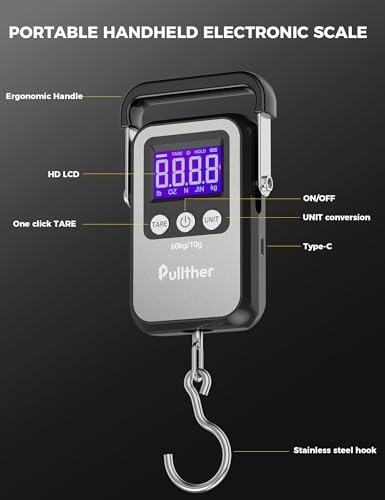 Fish Scale, Max 130lbs Fishing Scale,Multi-Mode Pound/Ounces & Kilograms,LCD Display - style: Silver USB