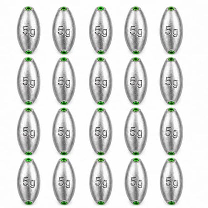 Egg Sinkers Fishing Weights, Oval Slip Sinkers Bullet Lead Fishing Weights for Freshwater Saltwater Tackle Set 1/8oz to 1oz - size: 1/8oz-5g-20pcs